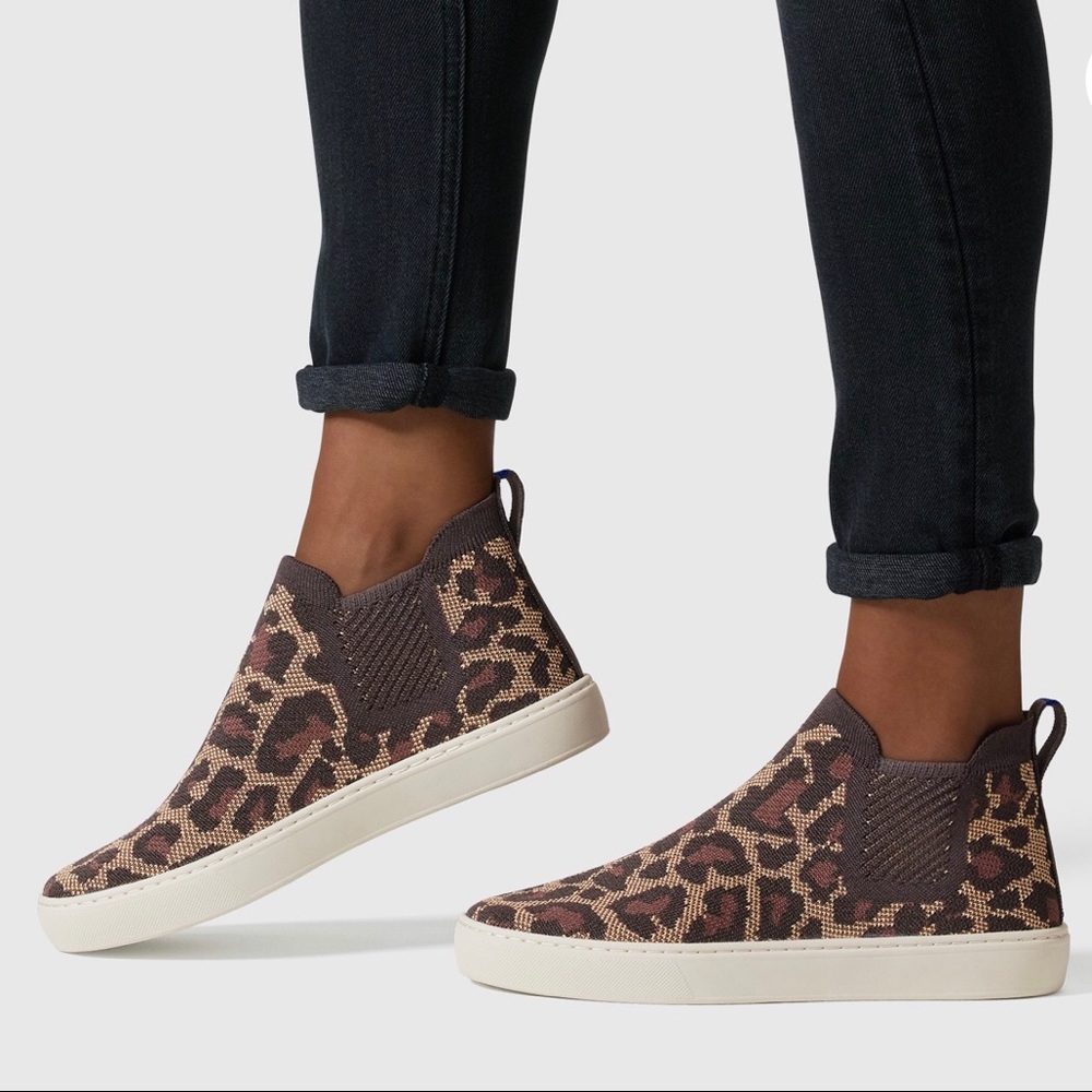 Rothy's Chelsea Leopard Print Ankle  Sneakers